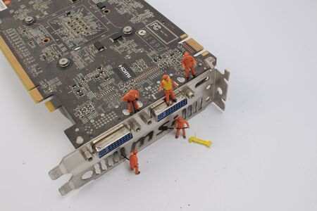 the  mini workers take action on computer board