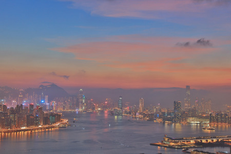 the urban sunset hong kong at 2016の写真素材