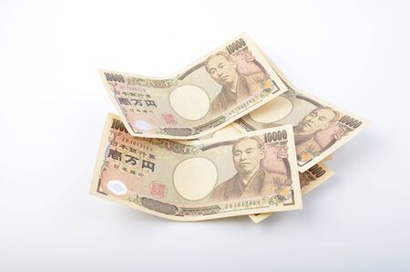 the Stack of Japanese yen currency bank noteの写真素材