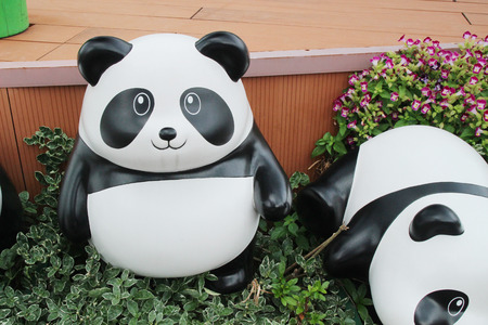 Fake panda  on the garden at 2016の写真素材