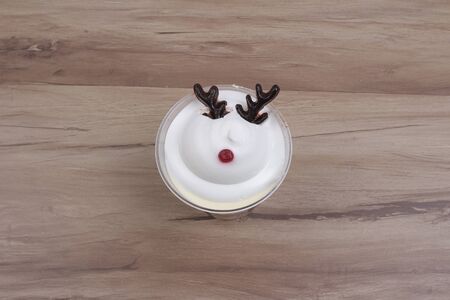 Chocolate Raspberry Parfait Cup with xmasの写真素材