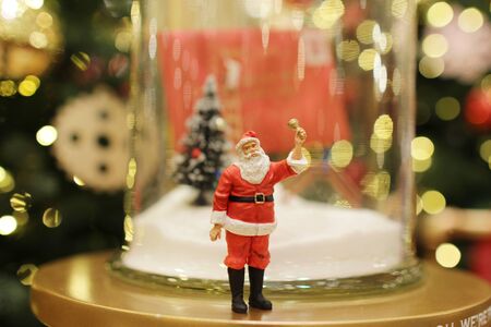 the Santa Claus doll decoration on Boked lightの写真素材