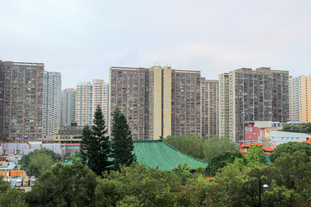 the houses downtown Kowloon with appartmentsのeditorial素材