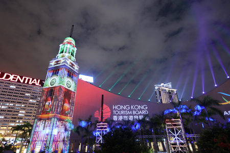 Hong Kong Pulse 3D Light Show at tstのeditorial素材
