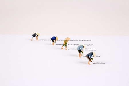 the fun of figure in miniature worldの写真素材