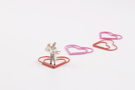 tiny of wedding figure with paper clipの写真素材