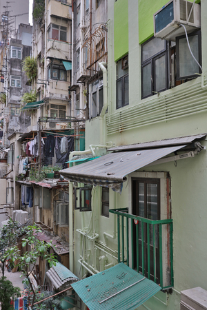 old apartment building District at  Sai Wan hkのeditorial素材
