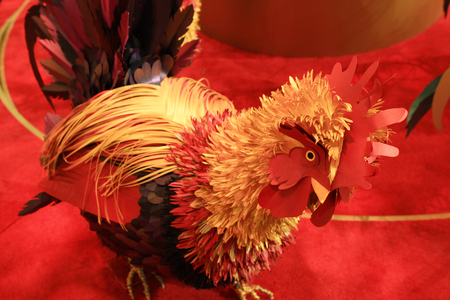 the color of chicken .paper art style.の写真素材