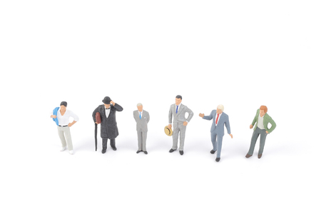 some business people on stage with white background