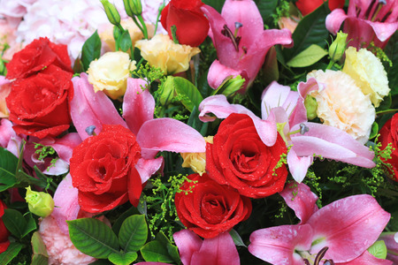 the Close up of a flower bouquet on outdoorの写真素材