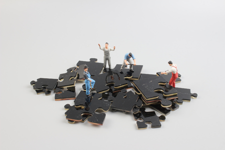 the  Business team building puzzle pieces togetherの写真素材
