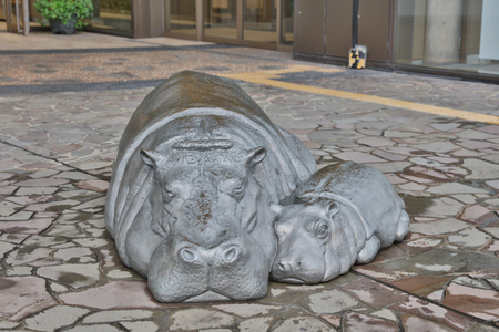 the Statues of Hippopotamus in the Kokuraの写真素材