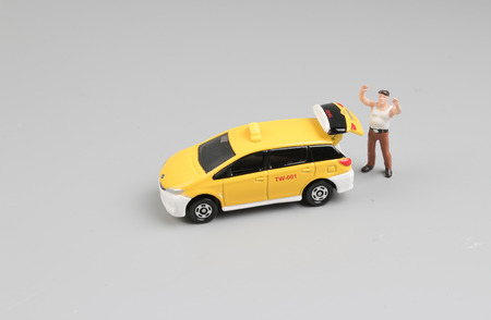 Taiwan Little taxi car isolated over white back groundの写真素材