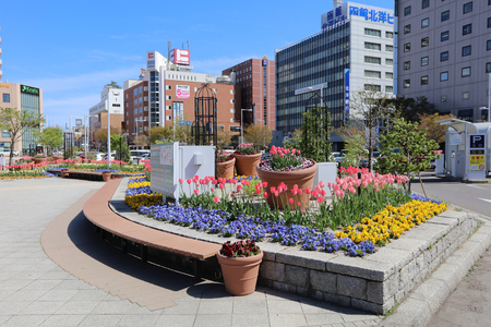 Front of JR railway Hakodate station. Hakodate is located on southernmost of Hokkaido Island.のeditorial素材