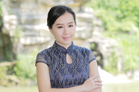 the Chinese girl dressed in traditional dressのeditorial素材