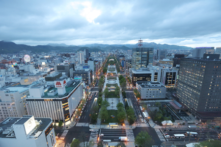 Cityscape of Sapporo, Hokkaido, Japan at Odori Park.のeditorial素材