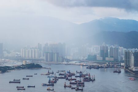 the west Kowloon,  Hong Kong victoria harbourの写真素材