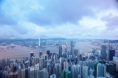 the Night iew of Hong Kong from Victoria Peakのeditorial素材