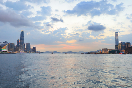 the Beautiful Hong Kong cityscape at sunsetのeditorial素材