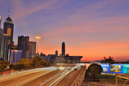 the city highway Causeway Bay, Gloucester Rdのeditorial素材