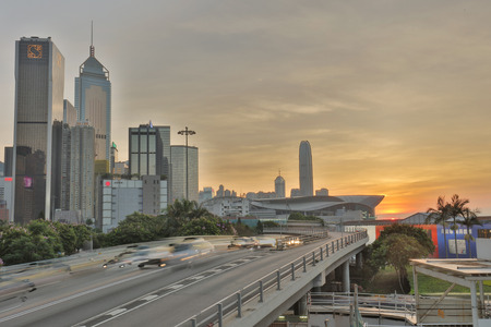 the city highway Causeway Bay, Gloucester Rdのeditorial素材