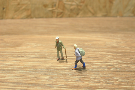 the Mini Figure of traveller on their tipの写真素材