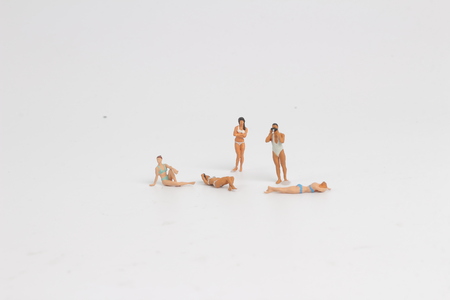 the fun of Tiny toy in the seaの写真素材