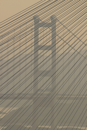 the close up Tsing Ma Bridge, Hong Kongの写真素材