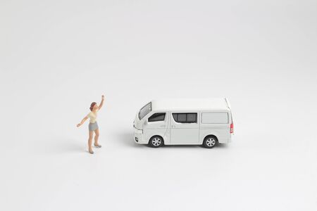the toys of van with the figure womanの写真素材