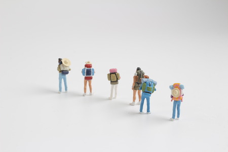  backpacker and tourist people isolate white background. の写真素材