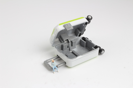 the fun figure with the luggage with travelの写真素材