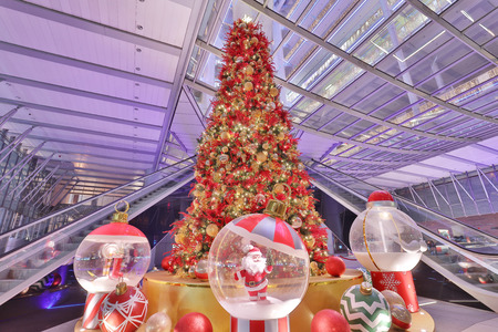  street in Hong Kong at night before xmasの写真素材