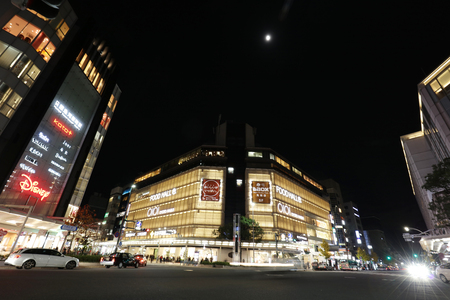 in down town street Kawaramachi Kyoto, Japan.のeditorial素材