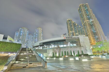 the night view of Tiu Keng Leng Sports Centreのeditorial素材