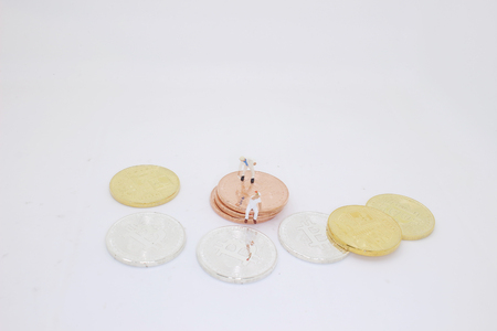 the fun of figure with the group of  Bitcoinの写真素材