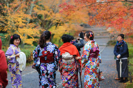 the visiter in Nison-in Temple at Kyotoのeditorial素材
