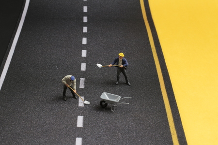 The Road renovation in progress Macro figurineの写真素材