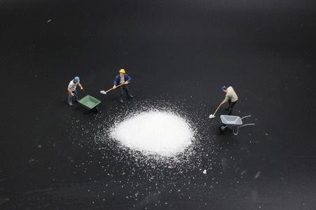 the mini  figure preparing the group saltの写真素材