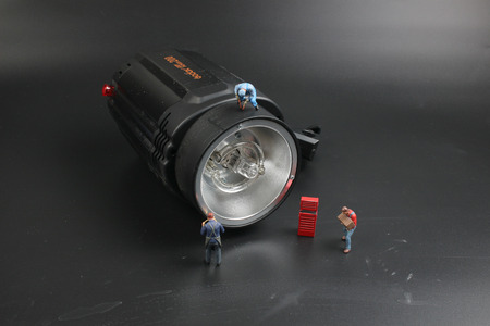  the min worker work with the flash の写真素材