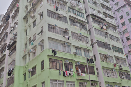 the tong lau at Sham Shui Po , Tai Kock Tsuiの写真素材