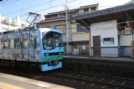 train in the railway at kyoto Japanのeditorial素材
