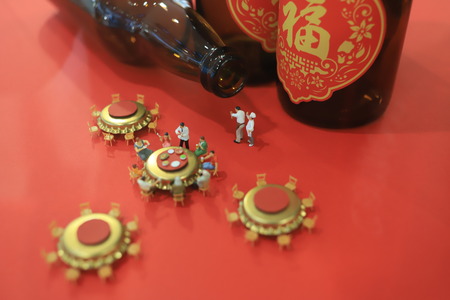 the fun of figure in miniature worldの写真素材