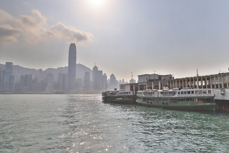skyline in the day time over Victoria Harbour