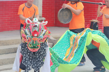 qilin dance at Tin Hau Temple hkの写真素材