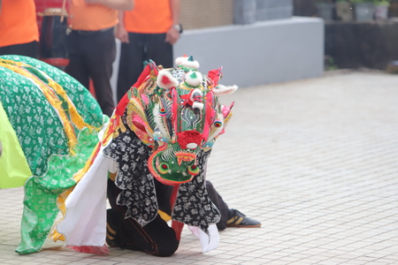 qilin dance at Tin Hau Temple hkのeditorial素材
