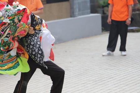 qilin dance at Tin Hau Temple hkのeditorial素材