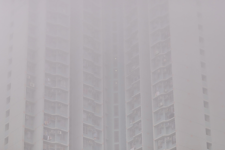  in fog seen of apartment from tko parkの写真素材