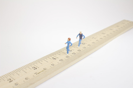 a figure running on the wood  ruleの写真素材