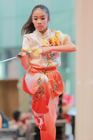 The young girl with swordのeditorial素材