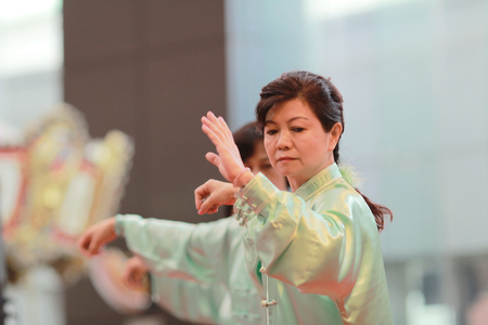 the Woman practising martial artsのeditorial素材
